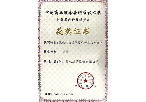 集成仿效提花技術-中國商業(yè)聯合會一等獎